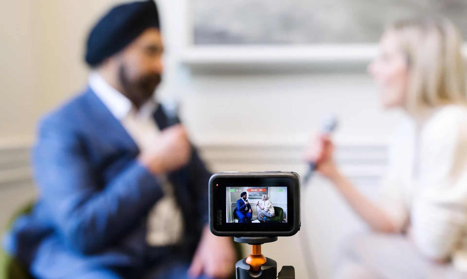Harpal Kumar FMedSci being interviewed at the Academy's Prevention catalyst launch
