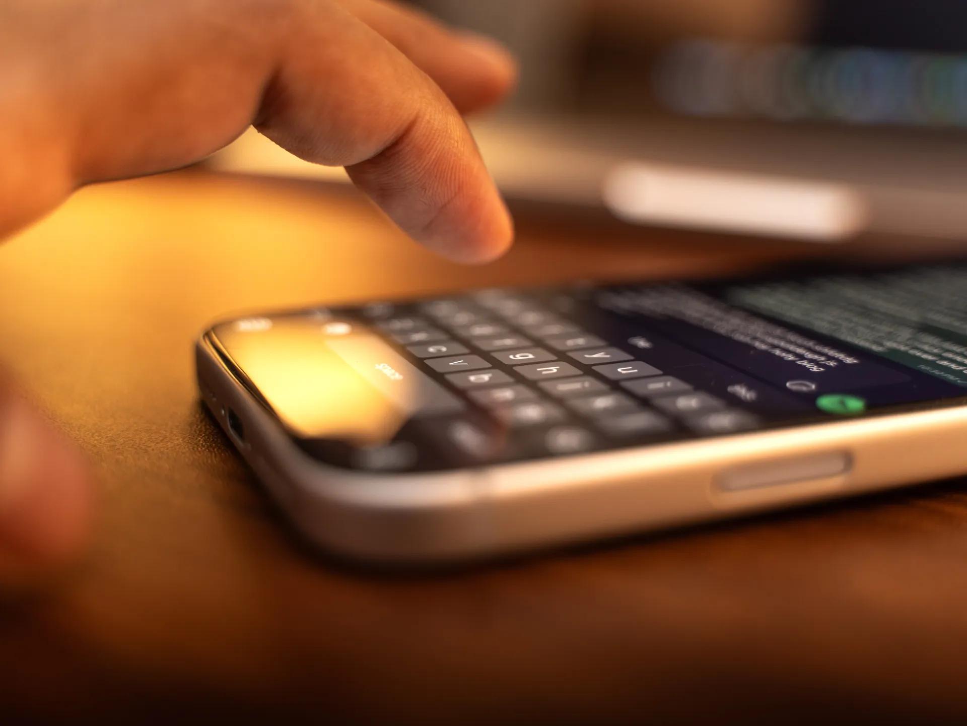 Typing on a smartphone